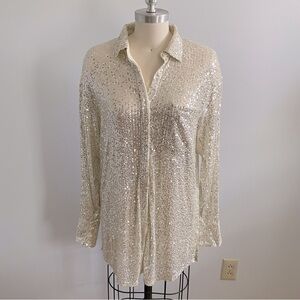 Lost + Wander Silver Sequin Mini Dress